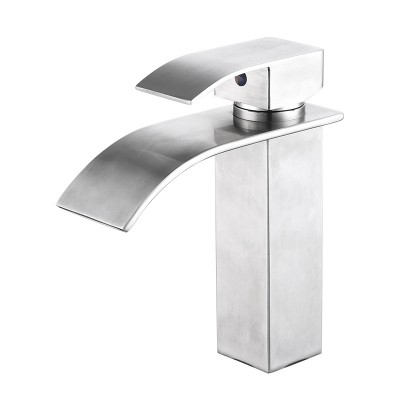 Stainless Steel Waterfall Spout Bathroom Basin Sink Faucet One Handle Bathroom Mixer Tap