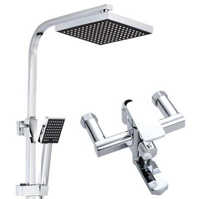 Chrome Bathroom Shower Faucets Set 8" Rainfall Shower Head Tub Spout Sink Faucet 3-Way Single Handle Mixer Tap Bath Shower